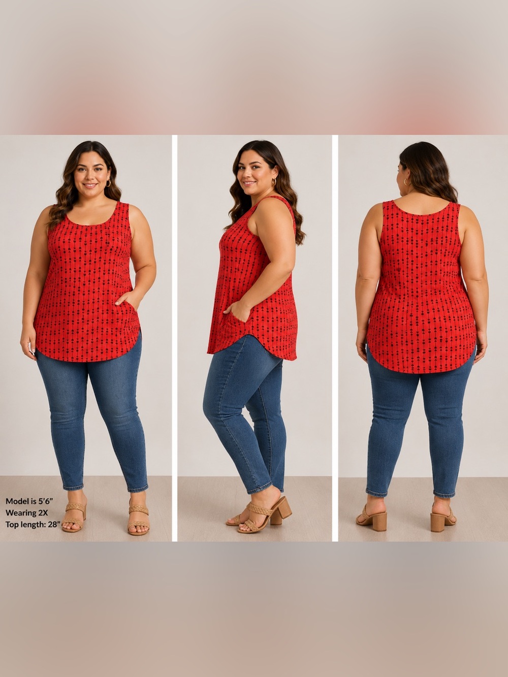 Torrid Womens Size 2 Red Arrow Print Sleeveless